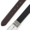 Reversible belt in grained Italian leather with logo keeper Reversible belt in grained Italian leather with logo keeper