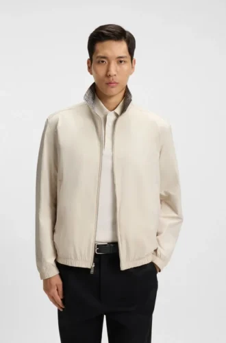 Reversible checked jacket with water-repellent finish