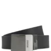 Reversible Italian-leather belt with two buckles