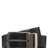 Reversible leather belt with smooth and textured finishes Reversible leather belt with smooth and textured finishes