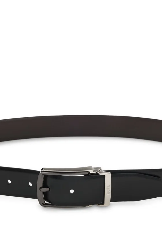 Reversible leather belt with smooth and textured finishes Reversible leather belt with smooth and textured finishes