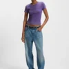 Rhinestone-logo slim-fit T-shirt in stretch cotton