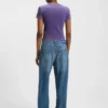 Rhinestone-logo slim-fit T-shirt in stretch cotton