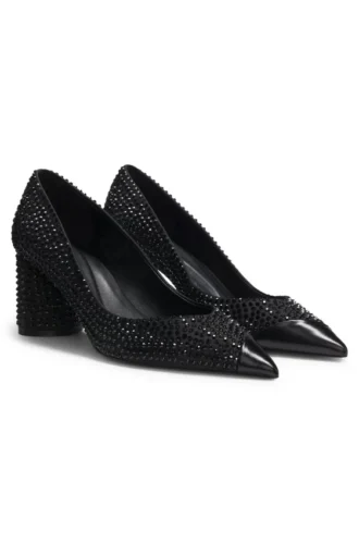 Rhinestone pumps in satin with 7cm heel