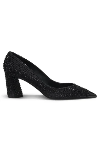 Rhinestone pumps in satin with 7cm heel