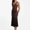 Rib-knit dress with sheer pleating