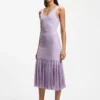 Rib-knit dress with sheer pleating