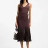 Rib-knit dress with sheer pleating