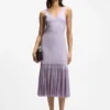 Rib-knit dress with sheer pleating