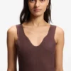 Rib-knit dress with sheer pleating