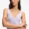 Rib-knit dress with sheer pleating