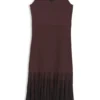 Rib-knit dress with sheer pleating