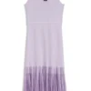 Rib-knit dress with sheer pleating