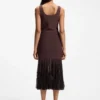 Rib-knit dress with sheer pleating