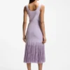 Rib-knit dress with sheer pleating