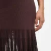 Rib-knit dress with sheer pleating