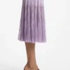 Rib-knit dress with sheer pleating