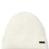 Rib-knit virgin-wool beanie with logo plaque