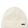 Rib-knit virgin-wool beanie with logo plaque
