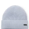 Rib-knit virgin-wool beanie with logo plaque