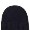Rib-knit virgin-wool beanie with logo plaque