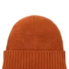 Rib-knit virgin-wool beanie with logo plaque