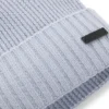 Rib-knit virgin-wool beanie with logo plaque