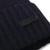 Rib-knit virgin-wool beanie with logo plaque