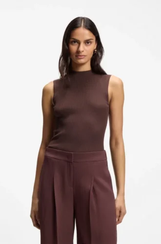 Ribbed top with mock neckline
