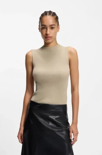 Ribbed top with mock neckline