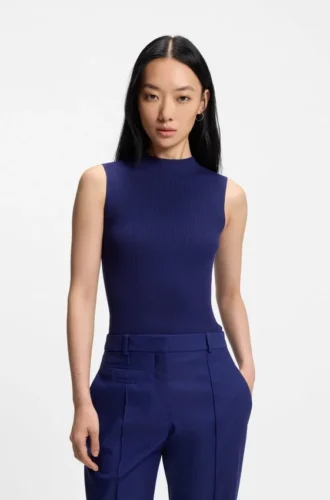Ribbed top with mock neckline