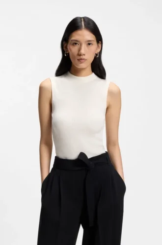 Ribbed top with mock neckline