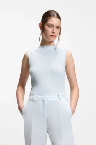 Ribbed top with mock neckline