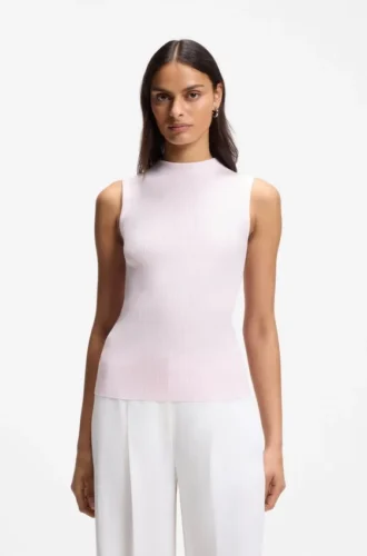 Ribbed top with mock neckline