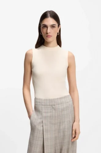 Ribbed top with mock neckline