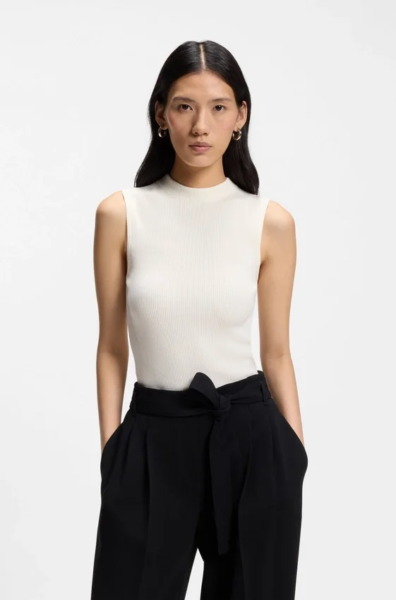 Ribbed top with mock neckline Ribbed top with mock neckline
