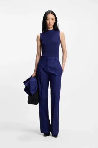 Ribbed top with mock neckline
