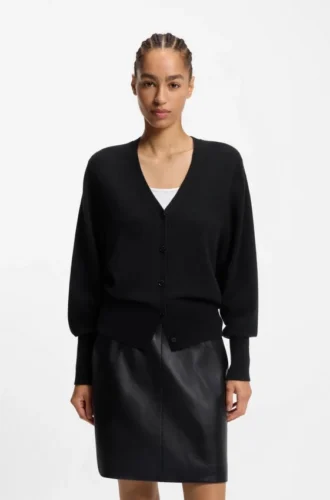 Ribbed-trim cardigan in cashmere
