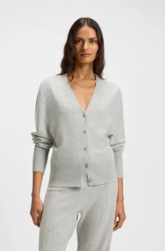 Ribbed-trim cardigan in cashmere