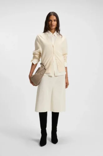 Ribbed-trim cardigan in cashmere