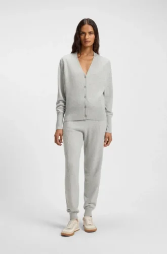 Ribbed-trim cardigan in cashmere