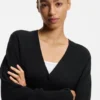 Ribbed-trim cardigan in cashmere
