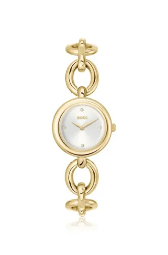 Ring-bracelet watch in gold-tone steel