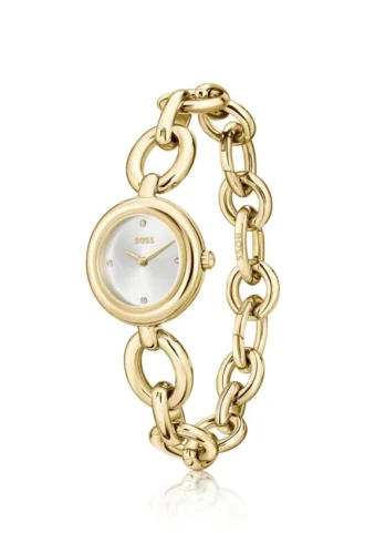 Ring-bracelet watch in gold-tone steel