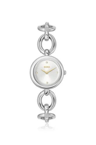 Ring-bracelet watch in silver-tone steel