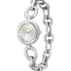 Ring-bracelet watch in silver-tone steel