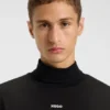 Rollneck cotton T-shirt with logo