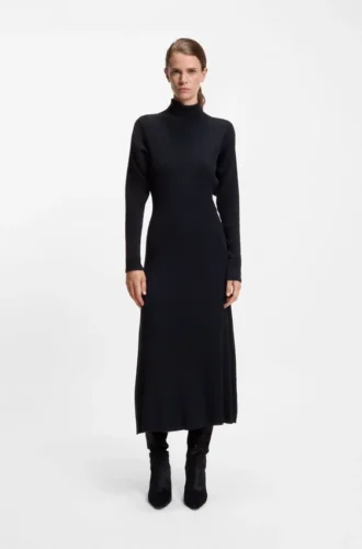Rollneck sweater dress in virgin wool