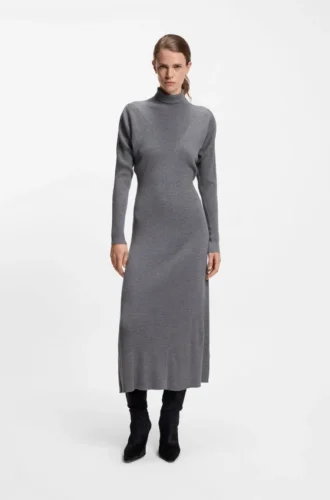 Rollneck sweater dress in virgin wool