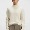 Rollneck sweater in herringbone virgin wool